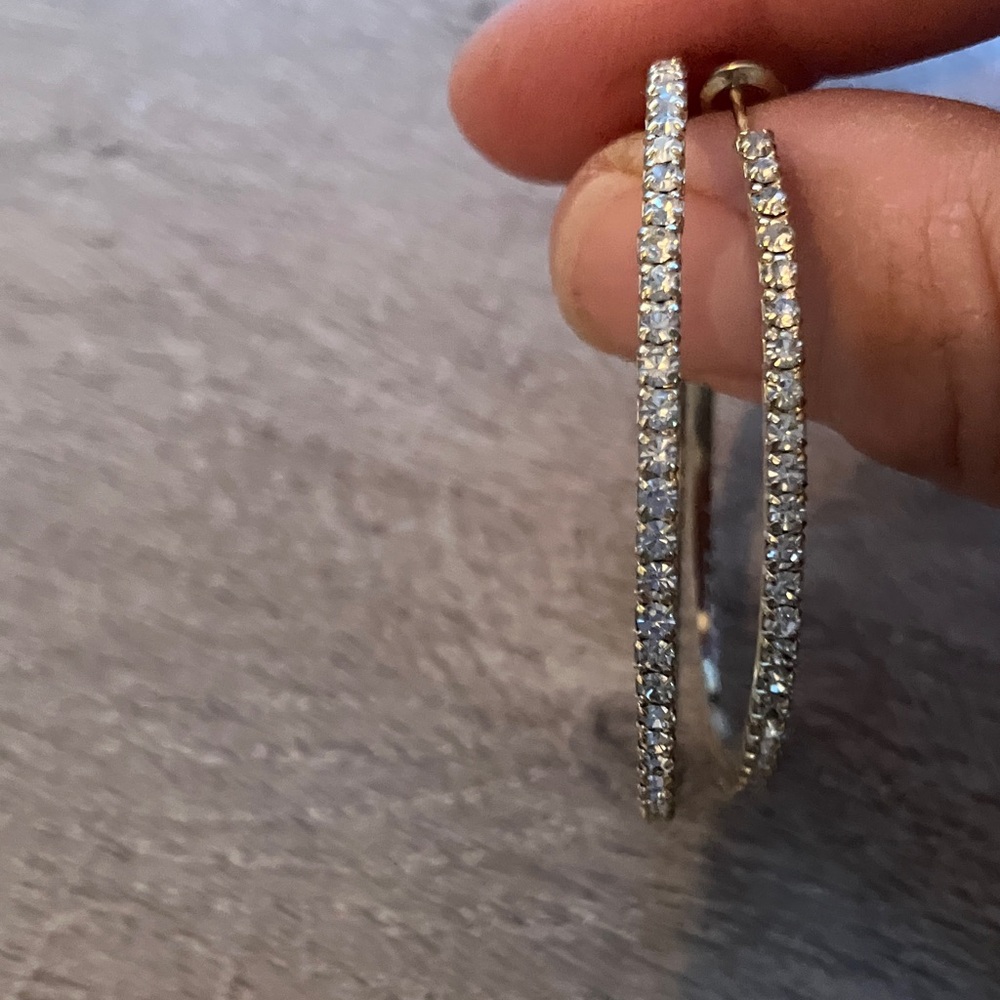Costume Jewelry Gold and Diamond Hoop Earrings